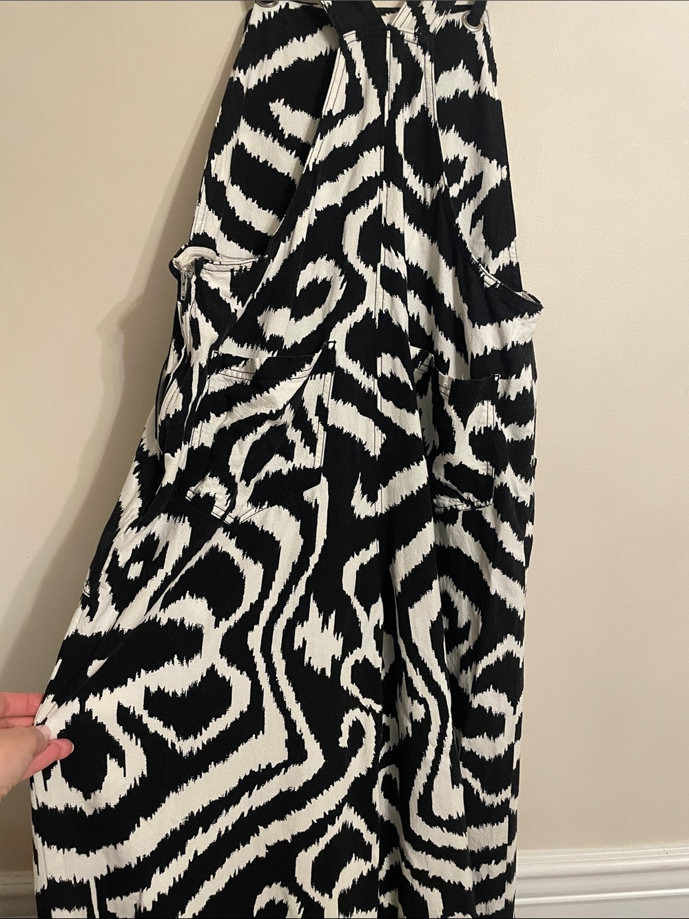 Anthropologie Constance Wide-Leg Overalls Black & White Size M - Picture 7 of 14